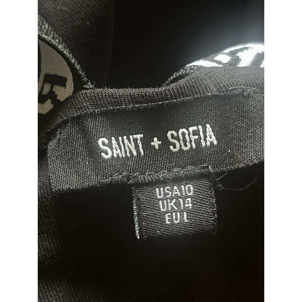 Saint + Sofia Sunset Black Maxi Dress Sz 10 Rock & Roll Straps Casual Minimalist - Picture 6 of 8